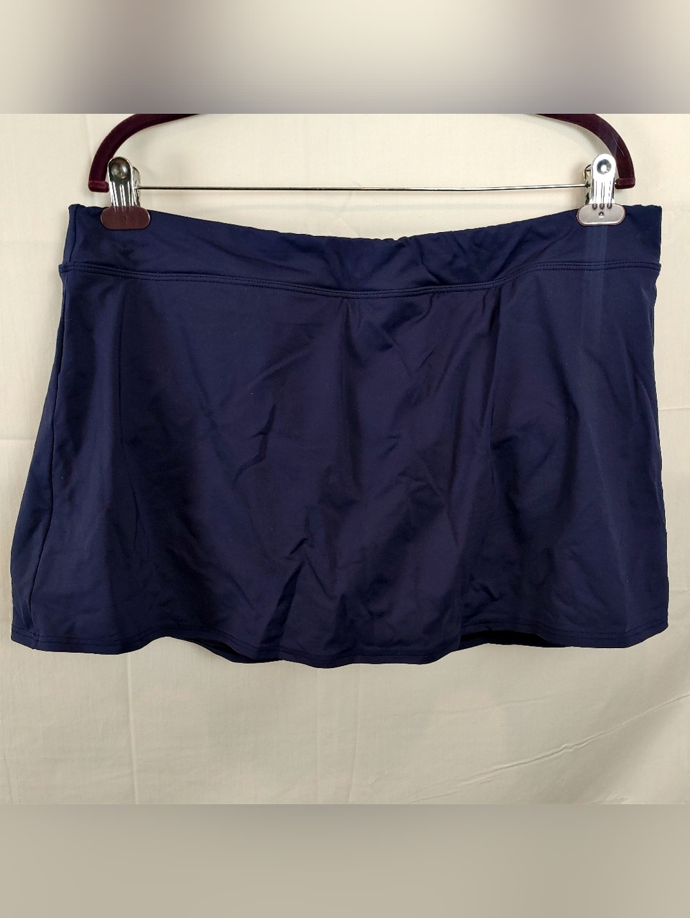 Lands' End Navy Swim Skirt Built In Panty Elastic Waist Size 18W